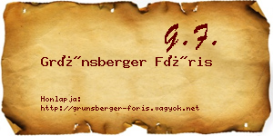 Grünsberger Fóris névjegykártya